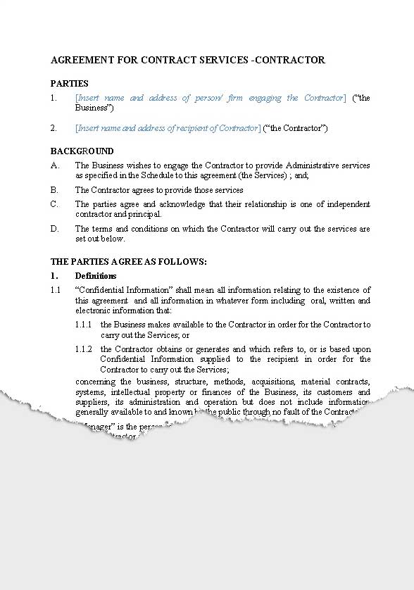 Contractor Agreement Template Nz